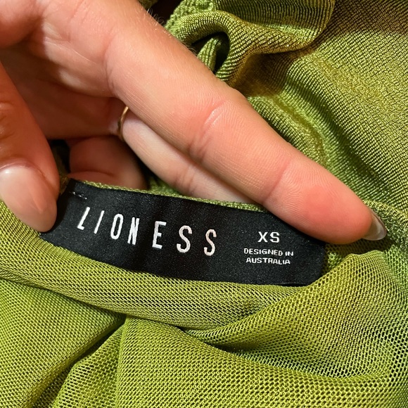 XS Green "The Goddess" Lioness Princess Polly Asymmetrical 90s Midi Dress - Picture 8 of 12